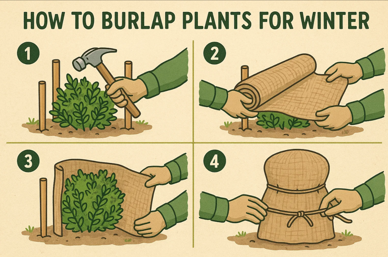 how to burlap plants for winter