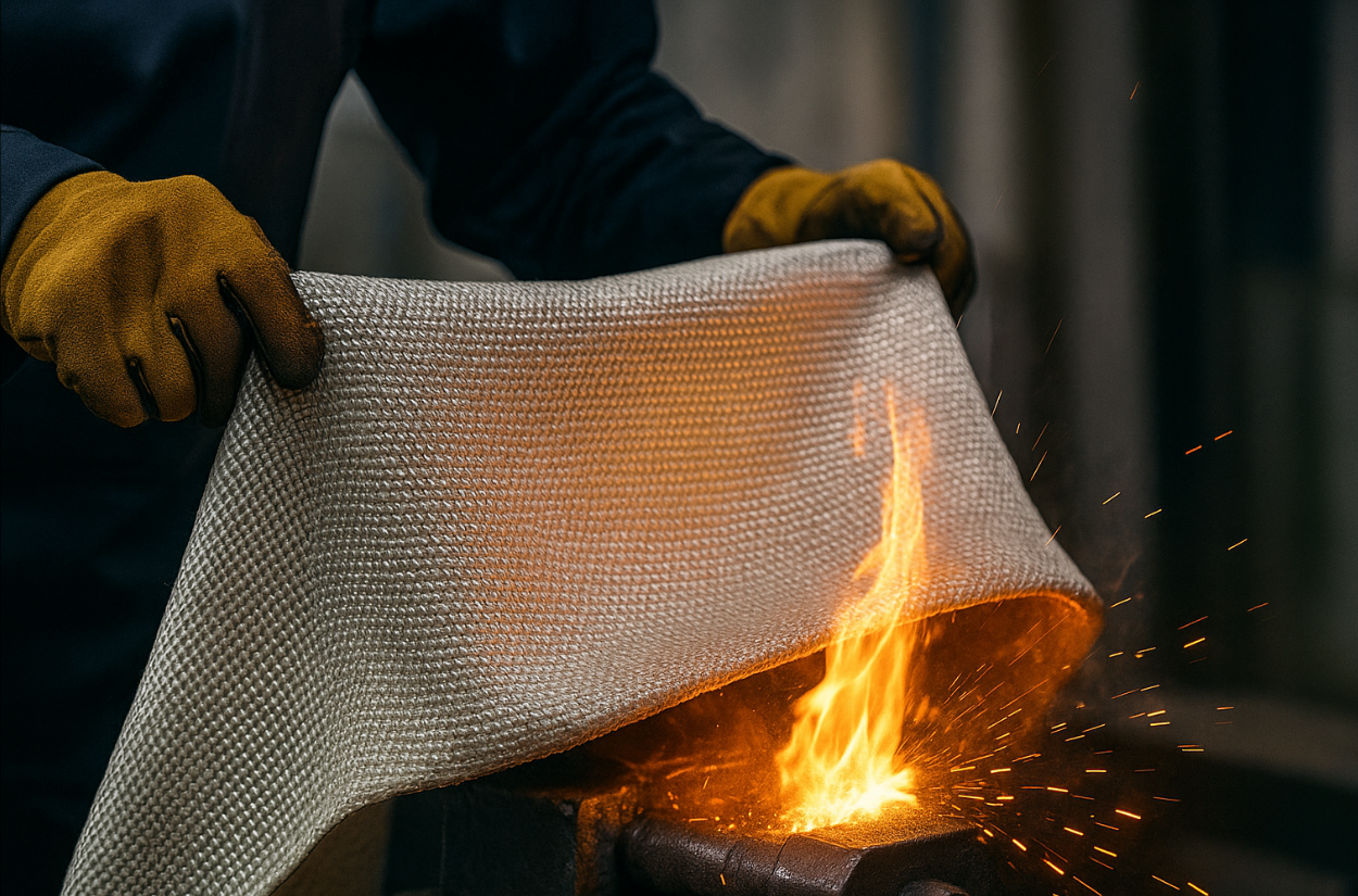 why are fire blankets made of fiberglass