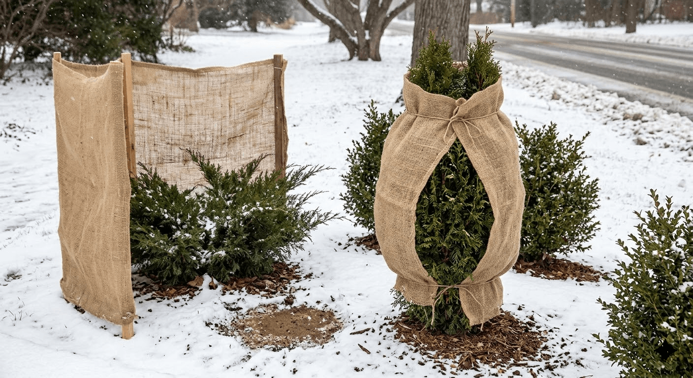 burlap for winterizing plants