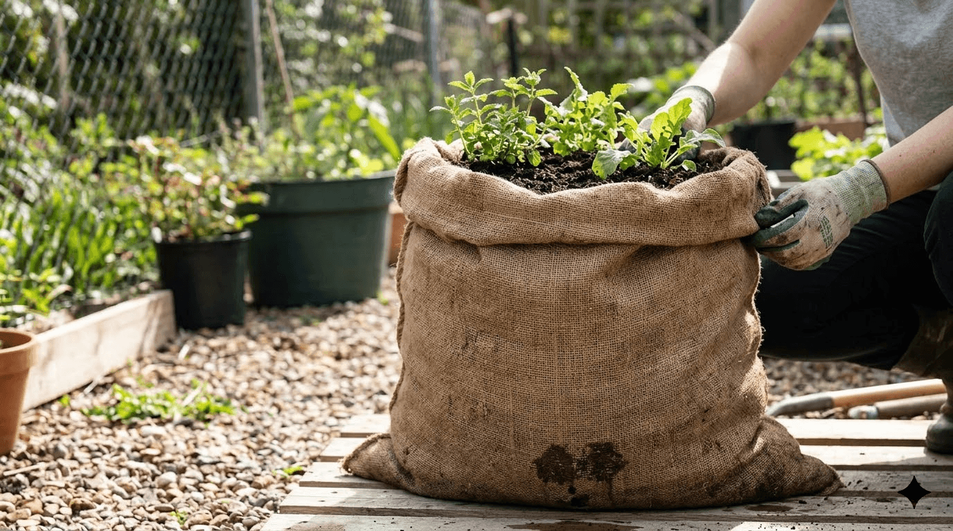 burlap sack gardening
