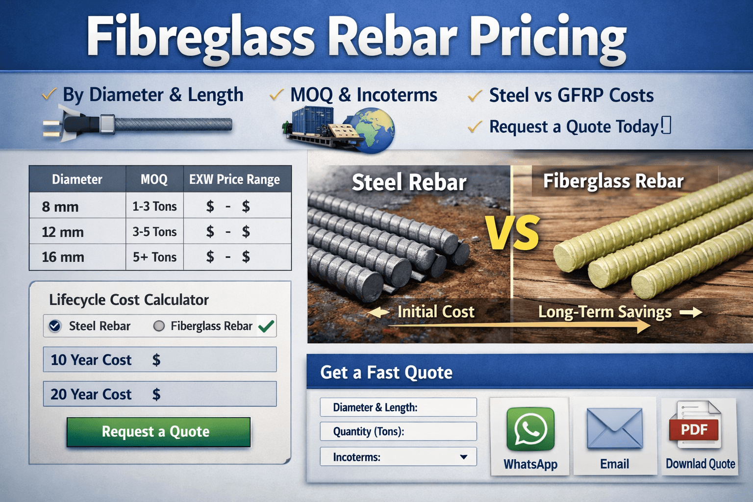 fiberglass rebar price