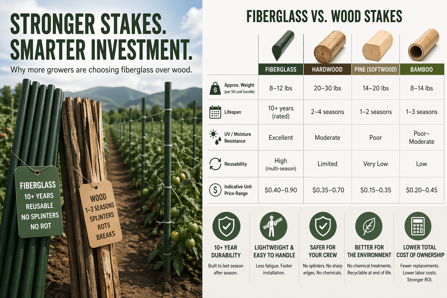 fiberglass stakes for farming