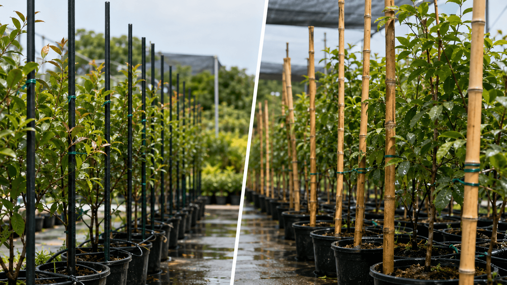 fiberglass nursery stakes vs bamboo stakes