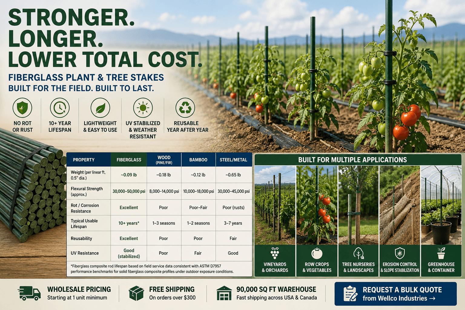 fiberglass plant and tree stakes