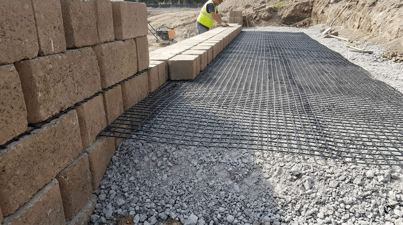 how to install geogrid for retaining wall